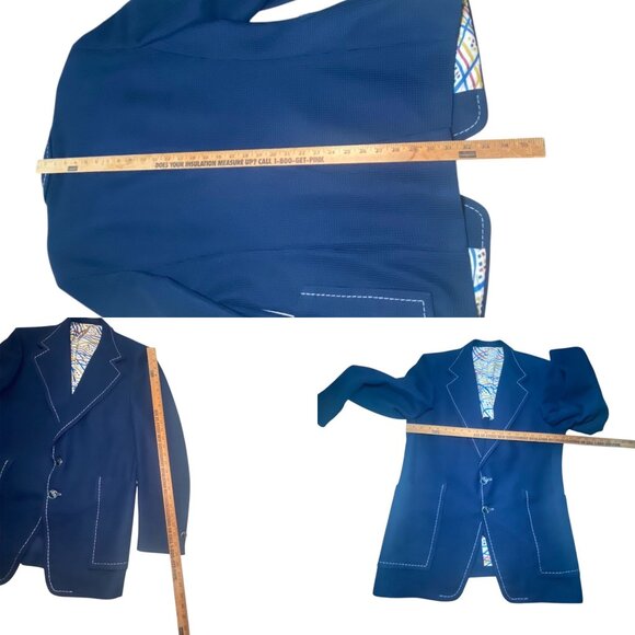 Vintage Ratner Navy Blue Mens Suit Blazer Jacket Leisurewear Party 70’s - Picture 3 of 5